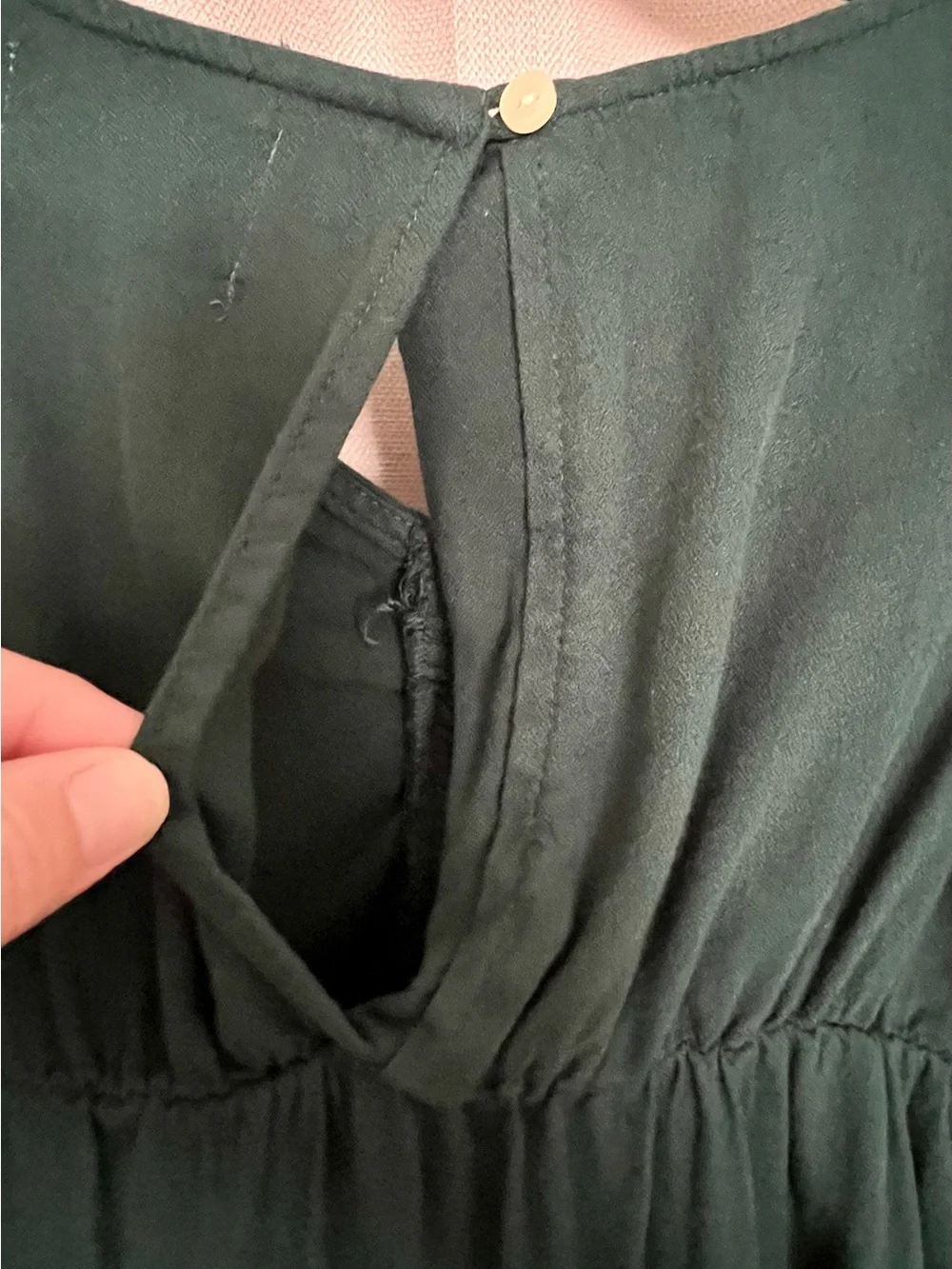 Old Navy Girls Forest Green Puff Sleeve Dress Size L 10-12